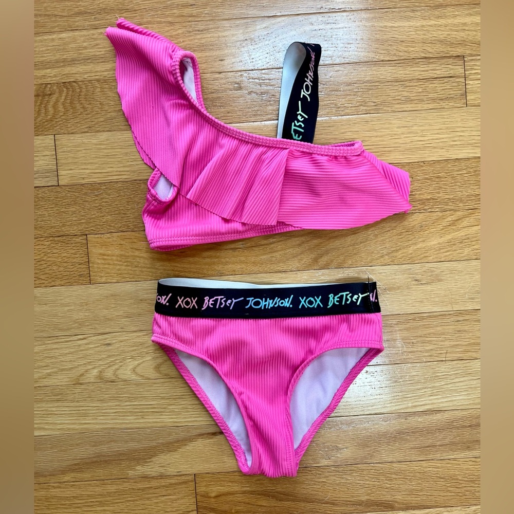 Betsey Johnson Girls pink bikini S (7/8)